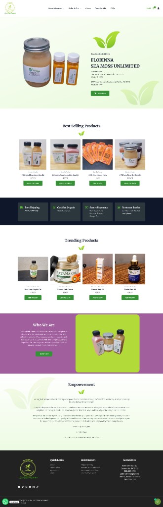 Flobinna Sea Moss Unlimited website design